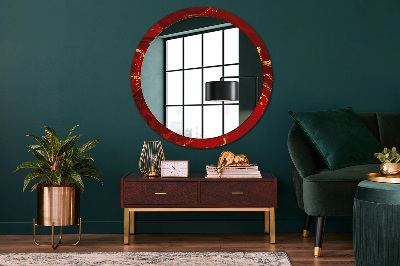 Miroir rond avec décoration Marbre rouge