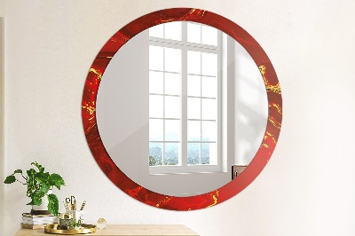 Miroir rond avec décoration Marbre rouge