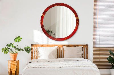 Miroir rond avec décoration Marbre rouge