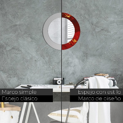 Miroir rond avec décoration Marbre rouge