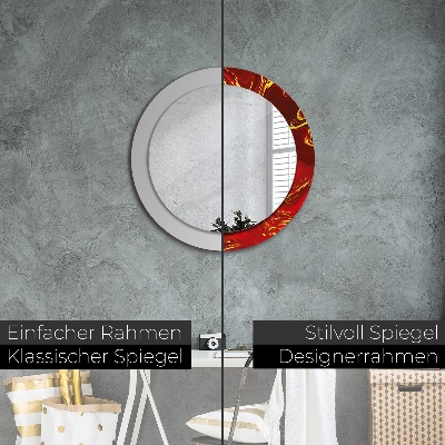 Miroir rond avec décoration Marbre rouge