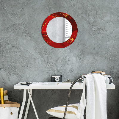 Miroir rond avec décoration Marbre rouge