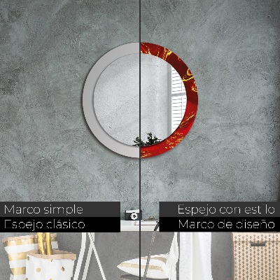 Miroir rond avec décoration Marbre rouge