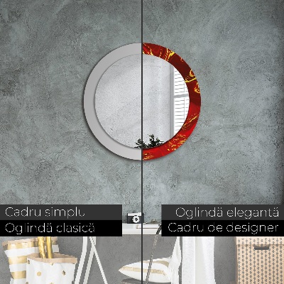 Miroir rond avec décoration Marbre rouge