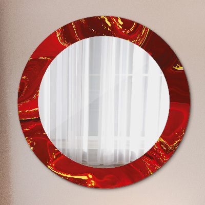 Miroir rond avec décoration Marbre rouge