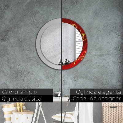 Miroir rond avec décoration Marbre rouge