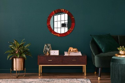 Miroir rond avec décoration Marbre rouge