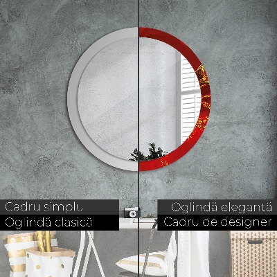 Miroir rond avec décoration Marbre rouge