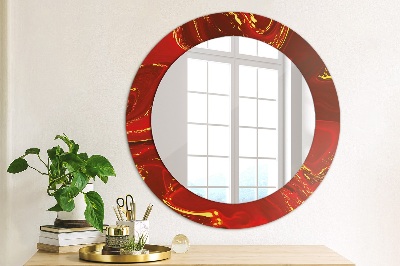 Miroir rond avec décoration Marbre rouge