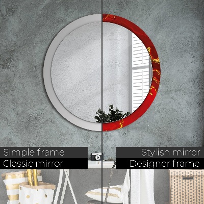 Miroir rond avec décoration Marbre rouge