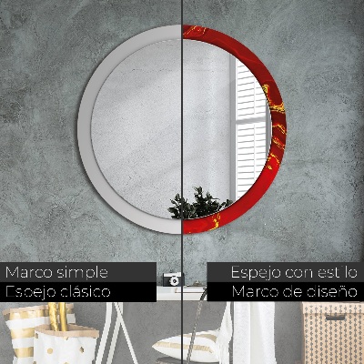 Miroir rond avec décoration Marbre rouge