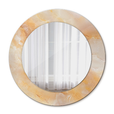 Miroir rond cadre avec impression Marbre onyx