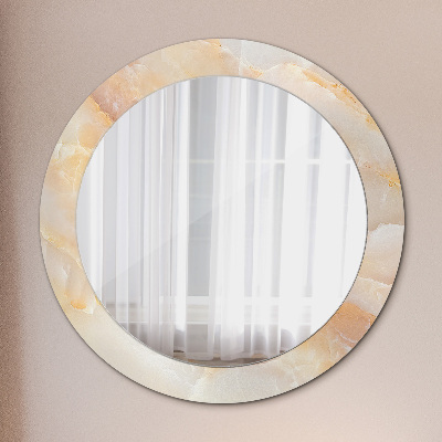 Miroir rond cadre avec impression Marbre onyx