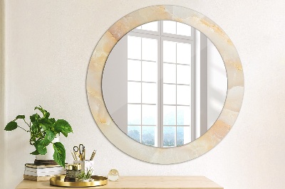 Miroir rond cadre avec impression Marbre onyx