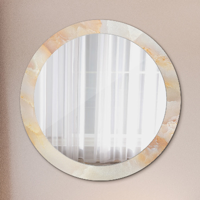 Miroir rond cadre avec impression Marbre onyx