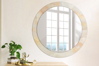 Miroir rond cadre avec impression Marbre onyx