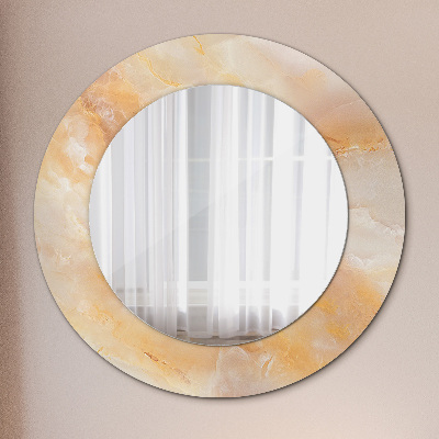 Miroir rond cadre avec impression Marbre onyx