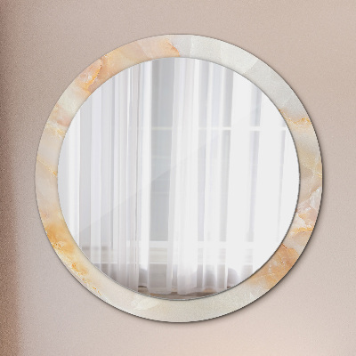 Miroir rond cadre avec impression Marbre onyx