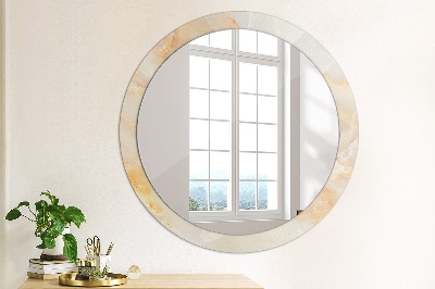 Miroir rond cadre avec impression Marbre onyx