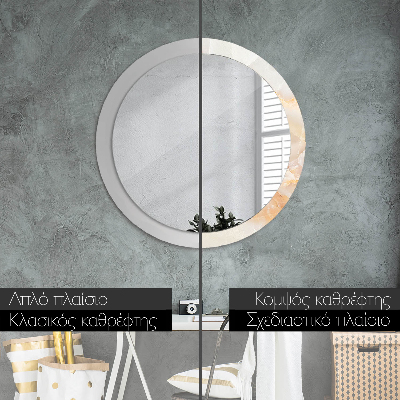 Miroir rond cadre avec impression Marbre onyx