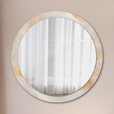 Miroir rond cadre avec impression Marbre onyx