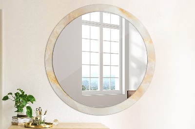 Miroir rond cadre avec impression Marbre onyx