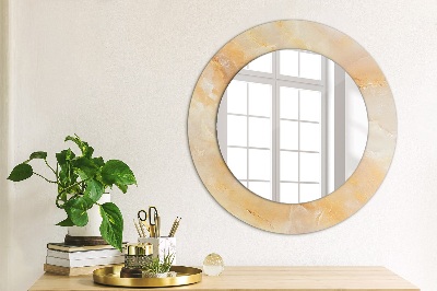 Miroir rond cadre avec impression Marbre onyx