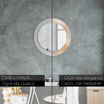 Miroir rond cadre avec impression Marbre onyx