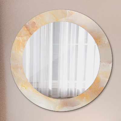 Miroir rond cadre avec impression Marbre onyx