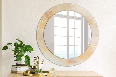 Miroir rond cadre avec impression Marbre onyx