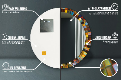 Miroir rond cadre imprimé Dessin radial abstrait