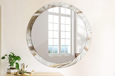 Miroir rond cadre imprimé Marbre clair