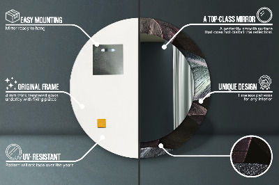 Miroir rond cadre imprimé Feuilles tropicales foncées
