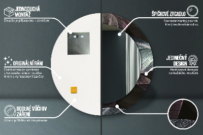 Miroir rond cadre imprimé Feuilles tropicales foncées