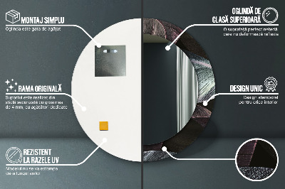 Miroir rond cadre imprimé Feuilles tropicales foncées
