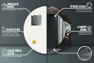 Miroir rond cadre imprimé Feuilles tropicales foncées