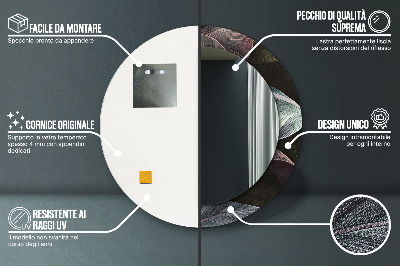 Miroir rond cadre imprimé Feuilles tropicales foncées