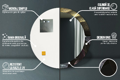 Miroir rond cadre imprimé Feuilles tropicales foncées
