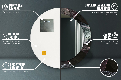 Miroir rond cadre imprimé Feuilles tropicales foncées