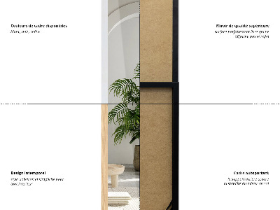 Miroir sur pied à cadre blanc 36x156 cm