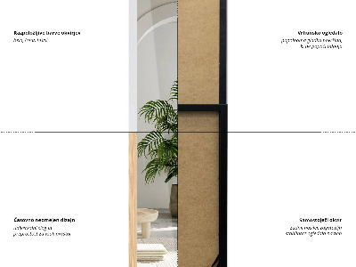 Miroir sur pied à cadre noir 36x156 cm