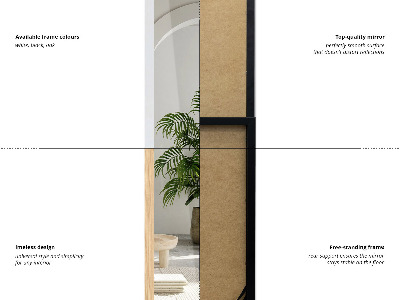 Miroir sur pied à cadre noir 36x156 cm