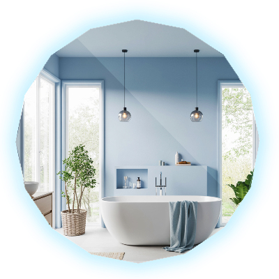 Miroir géométrique avec rétroéclairage LED