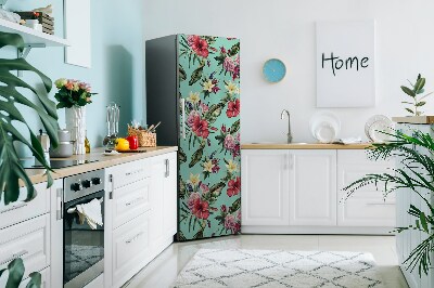 Sticker magnet frigo Feuilles et fleurs