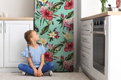 Sticker magnet frigo Feuilles et fleurs