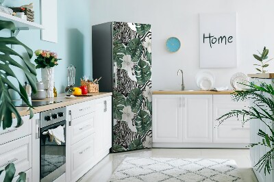 Decoration frigo magnetique Zèbre dans les feuilles