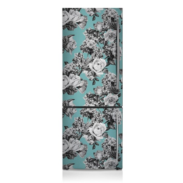 Sticker frigo magnetique Roses en noir et blanc