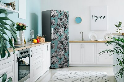 Sticker frigo magnetique Roses en noir et blanc