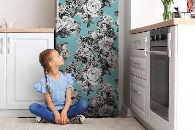 Sticker frigo magnetique Roses en noir et blanc