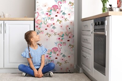 Cache frigo magnetique Fleurs flamants